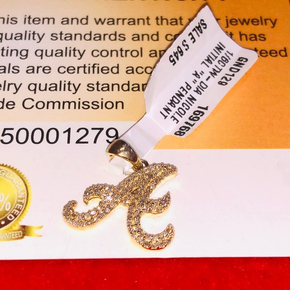 10k solid gold real Diamond A initial pendant, FREE APPRAISAL, free ship, Sale - Picture 10 of 13